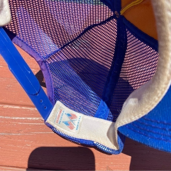 Vintage Wrangler Championship Pulling Patch Trucker Hat Snap Back Mesh Blue - Picture 11 of 13